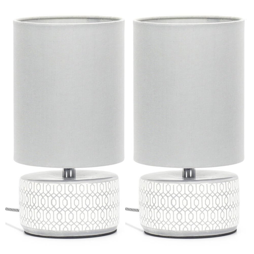 Pair Of Kaia Grey And White Ceramic Table Lamps