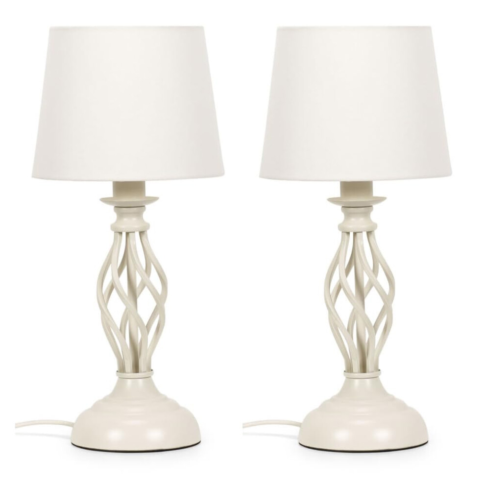 Pair Of Memphis Traditional Cream Table Lamps