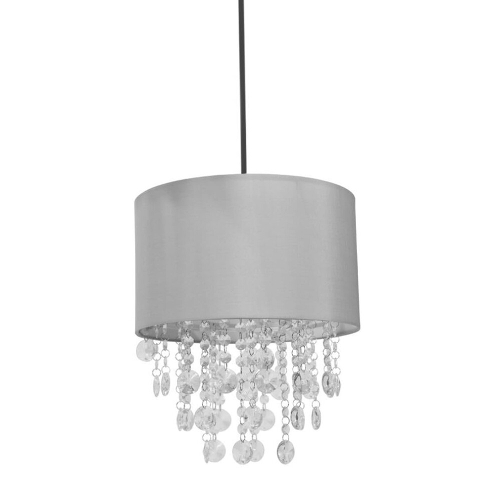 Easyfit Shade Grey Fabric Jewel Droplet Drum Pendant Light Shade + LED