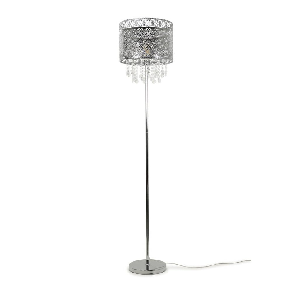 Silver Moroccan Floor Lamp Jewel Droplet Drum Shade Light + LED