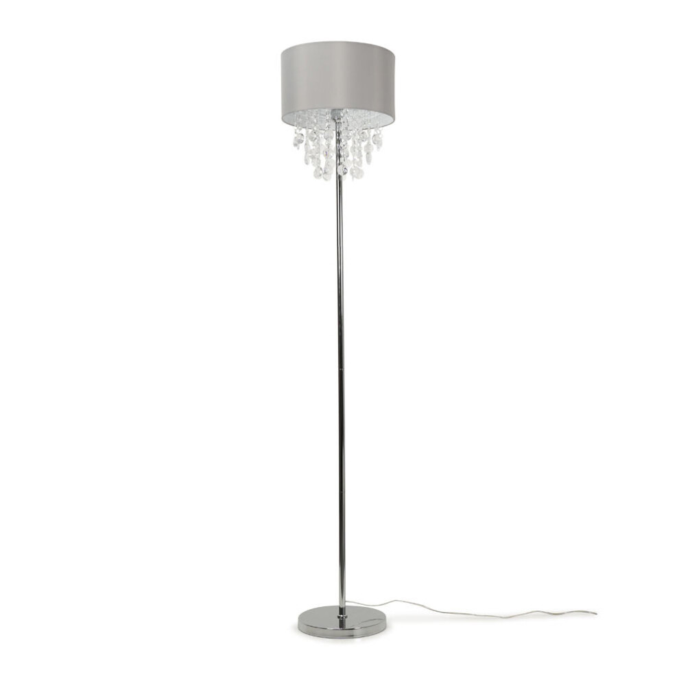 ValueLights Grey Floor Lamp Jewel Droplet Drum Standing Lamp + LED