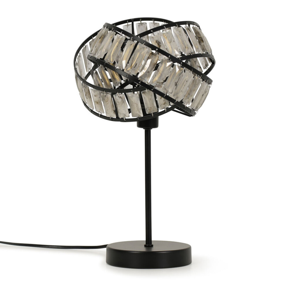 Jewel Twist Chrome Table Lamp and Tortoise Shell Shade Light + LED