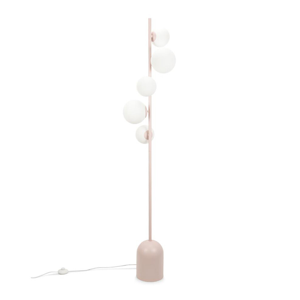 Blush Pink 5 Way Standing Floor Lamp Glass Globe Shade Light + LEDs