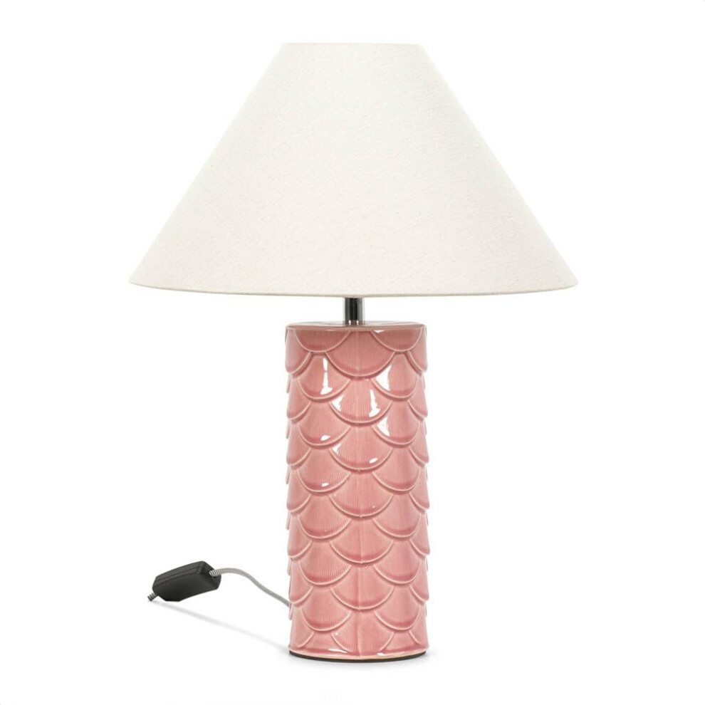 Ceramic Coral Mermaid Shell Scallop Table Lamp with Shade Light + LED