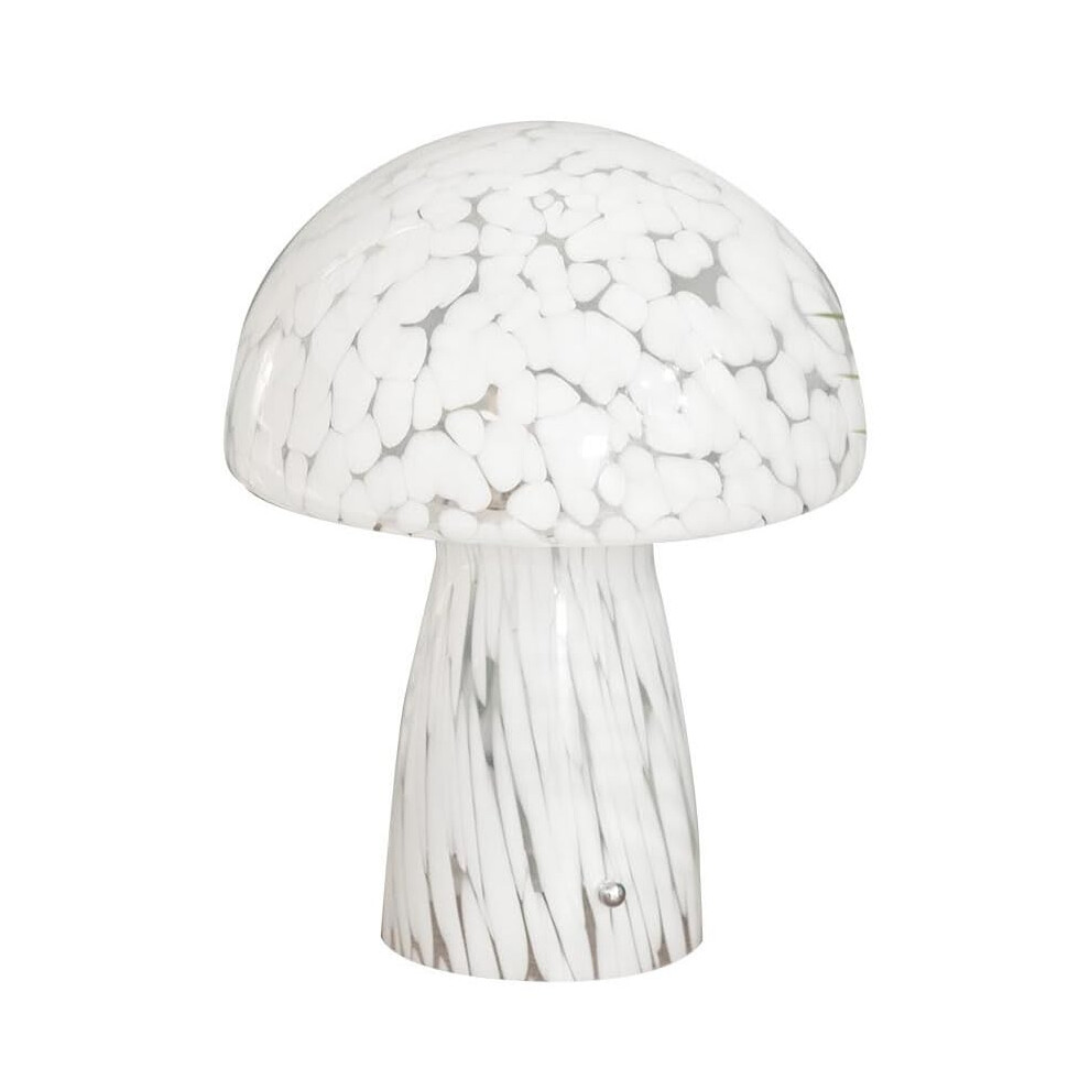 White Confetti Glass Mushroom Table Lamp Tapered Shade Light + LED