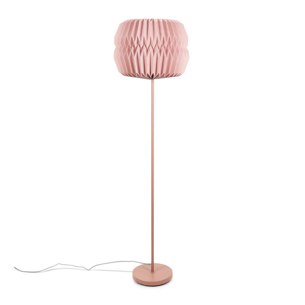 Pink Metal Standing Floor Lamp with Origami Paper Shade Light + LED