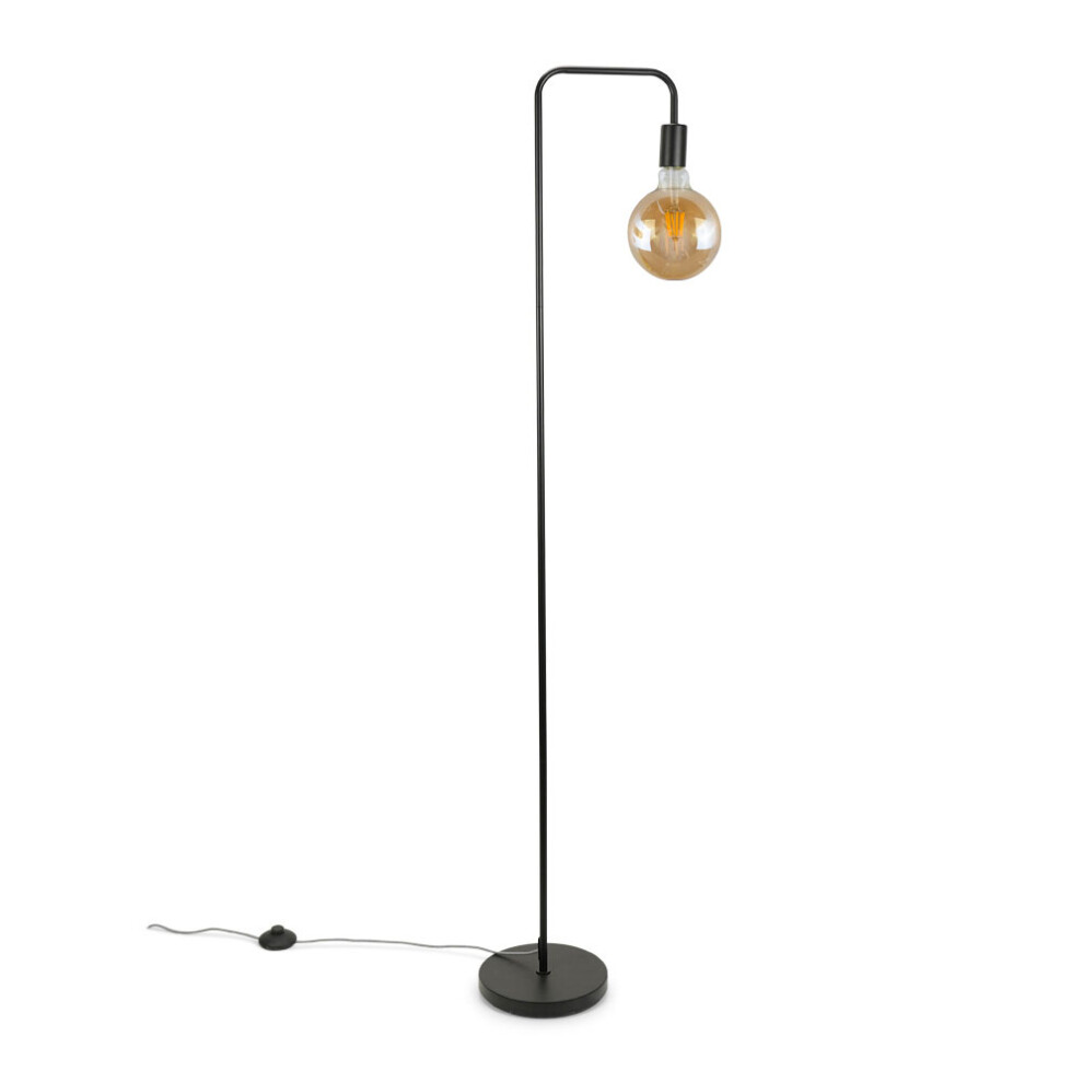 Industrial Style Black Curved Stem Standing Floor Lamp Light + LED