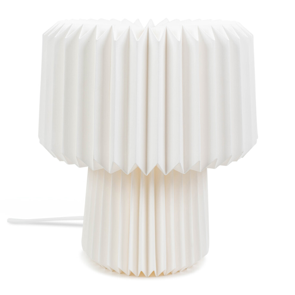 White Origami Table Lamp with Paper Fold Pleated Shade Light + LED