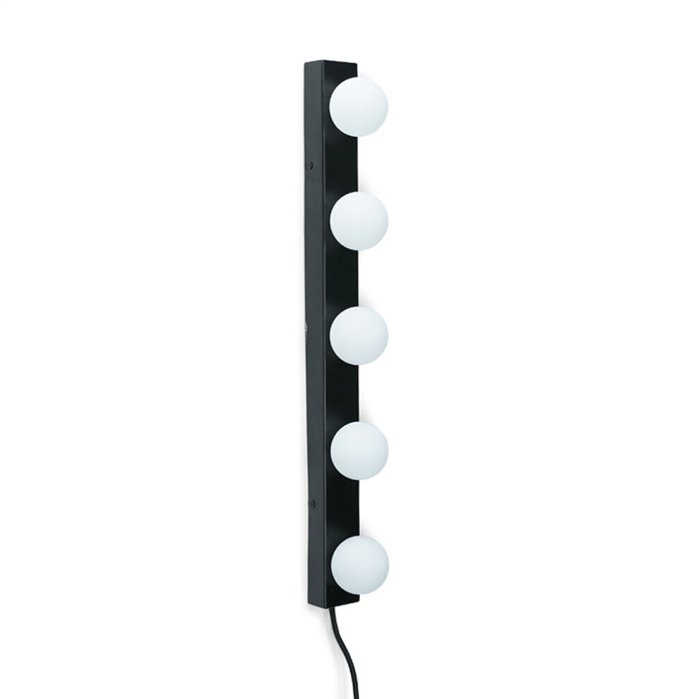 Plug in Matt Black Hollywood Dressing Table Vanity Light Globes + LEDs