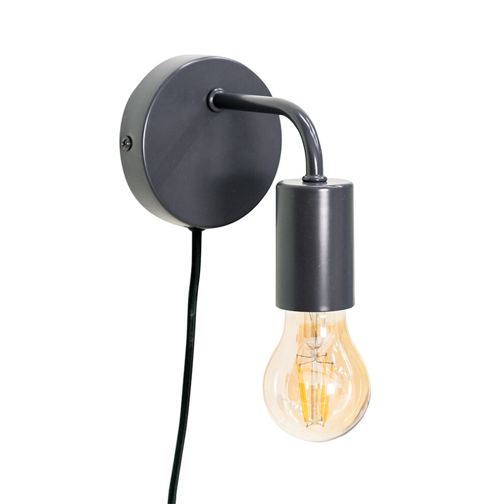 Plug in Easyfit Colour Pop Charcoal Grey Wall Light Lamp + LED Bulb
