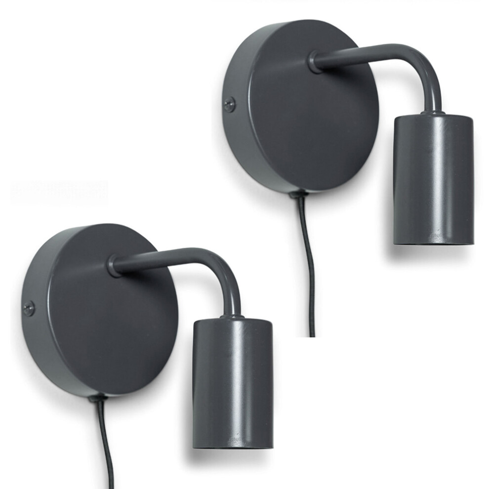 Pair of Easyfit Plug in Colour Pop Charcoal Grey Wall Lights Lamp