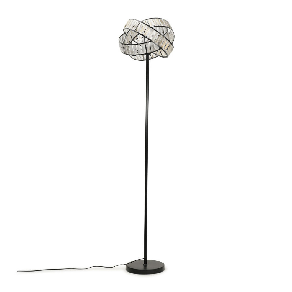 Jewel Twist Chrome Floor Lamp and Tortoise Shell Shade Light + LED