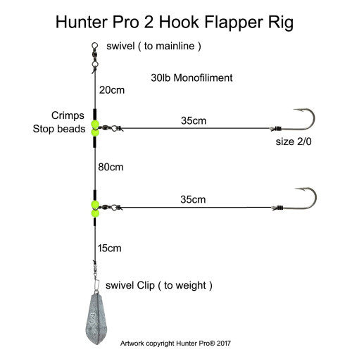 Hunter Pro X5 2 Hook Flapper Rigs 1