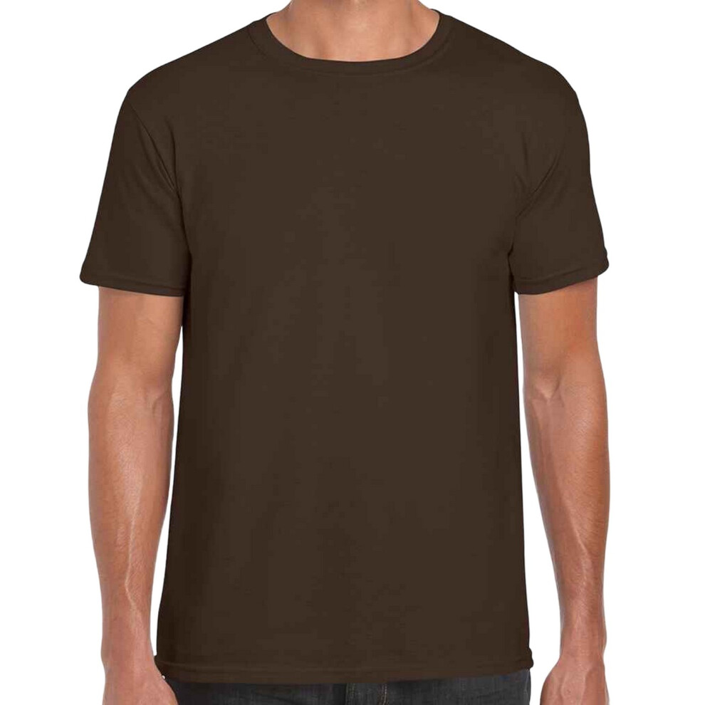 (S, Dark Chocolate) Gildan Mens Short Sleeve Soft-Style T-Shirt