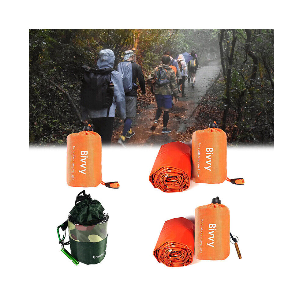 Outdoor Emergency Thermal Waterproof PE Sleeping Bag Camping Survival Bivy Sacks as the picture 2Pcs on OnBuy