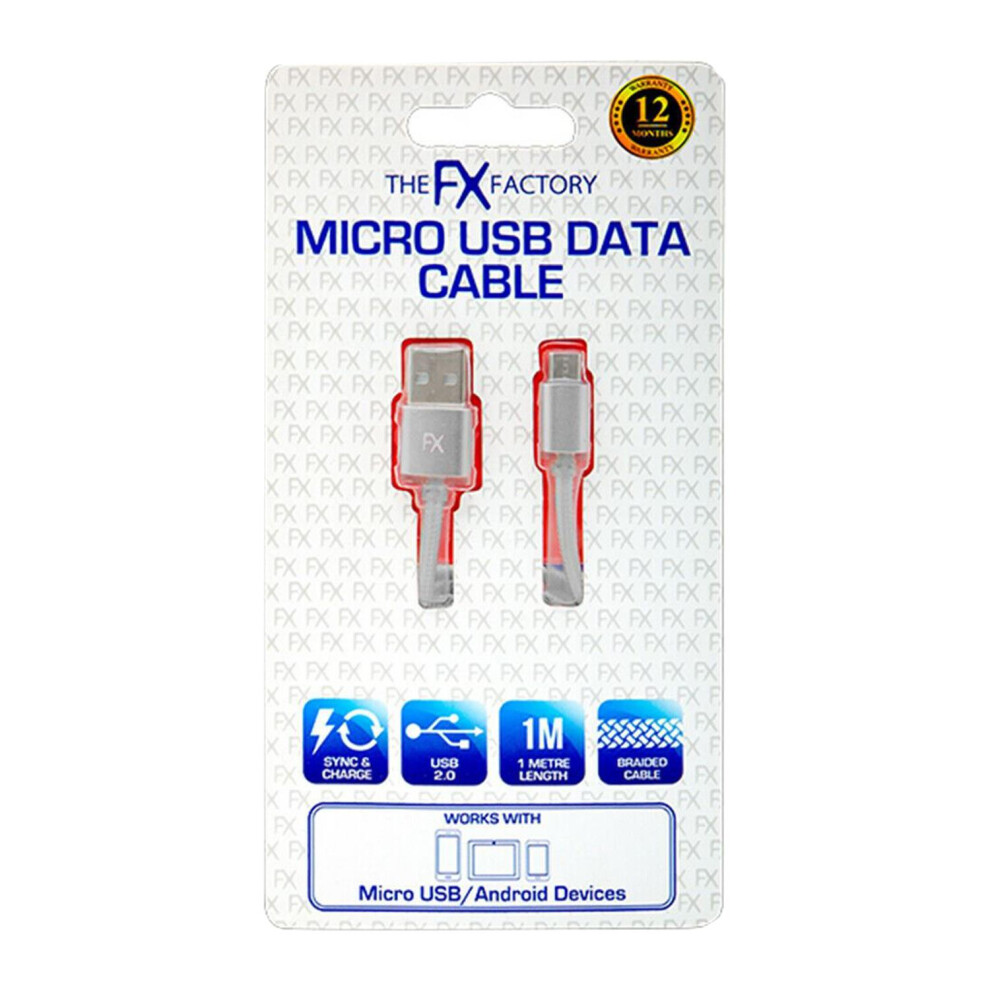 Fx Nylon Braided Usb Data Cable For Type C Smartphone Devices[Black] Black 5060488847424