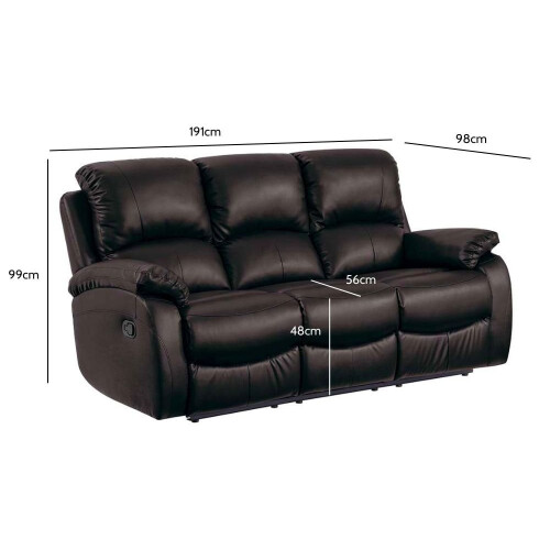 Roma Brown Leather Recliner 3+3 Seater Sofa Set 2