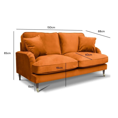 Rupert Burnt Orange Velvet 2+2 Seater Sofa Set 1