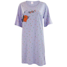 (Lilac - Daisy) Womens Nightdress Nightie Cotton Blend T Shirt Top
