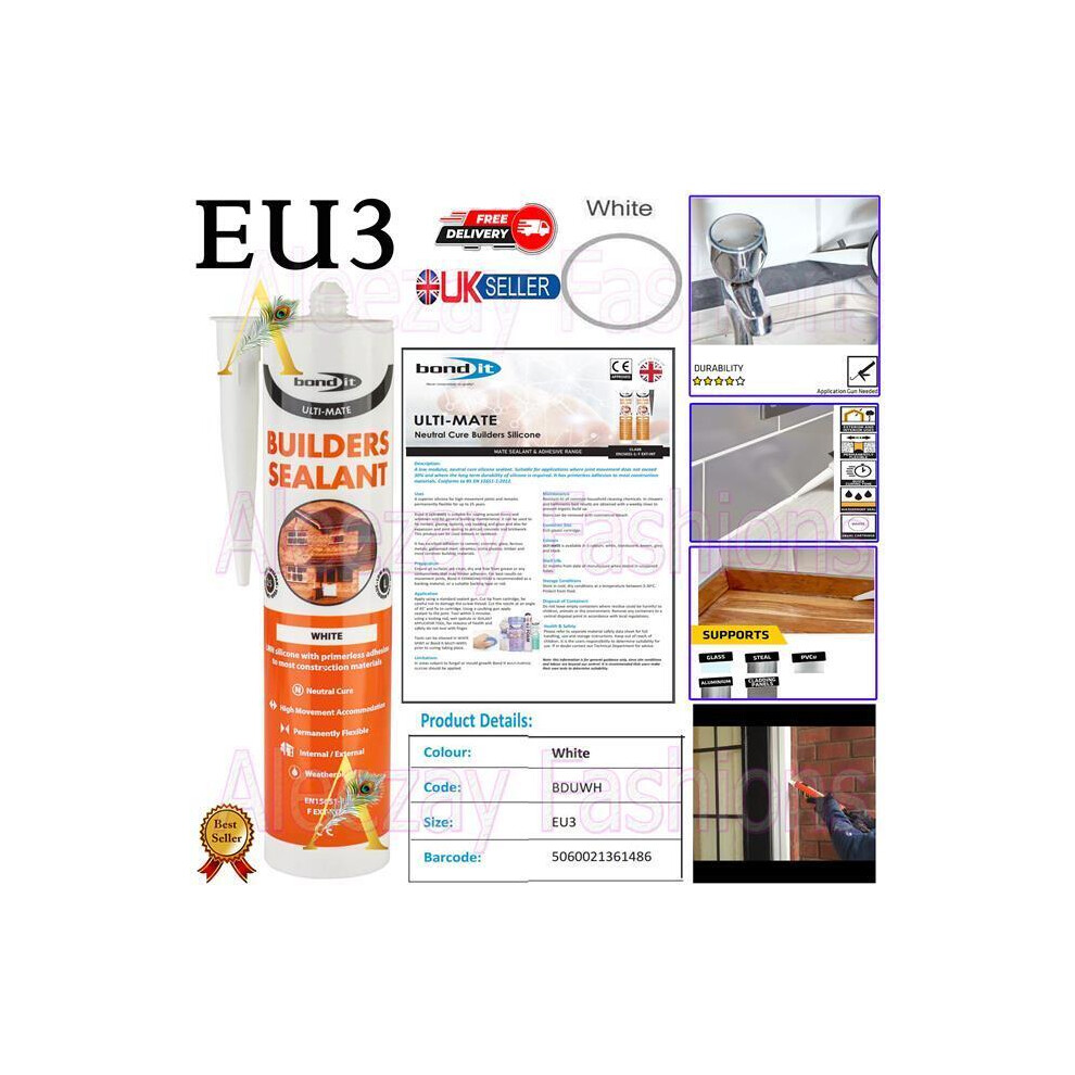 Bond It Ulti-Mate Builders Silicone Sealant Low Modulus Lmn Eu3 5060021361486