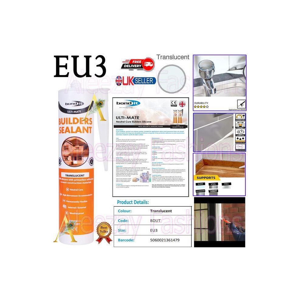 Bond It Ulti-Mate Low Modulus Lmn Builders Silicone Sealant (Eu3) 5060021361479