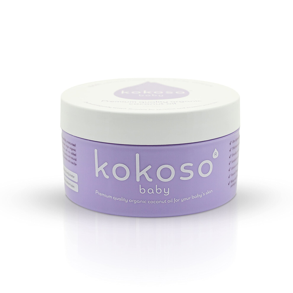 Kokoso Baby Organic Coconut Oil - Moisturising 100% Natural Baby Oil For Baby Massage, Dry, Sensitive And Normal Baby Skin - 200Ml