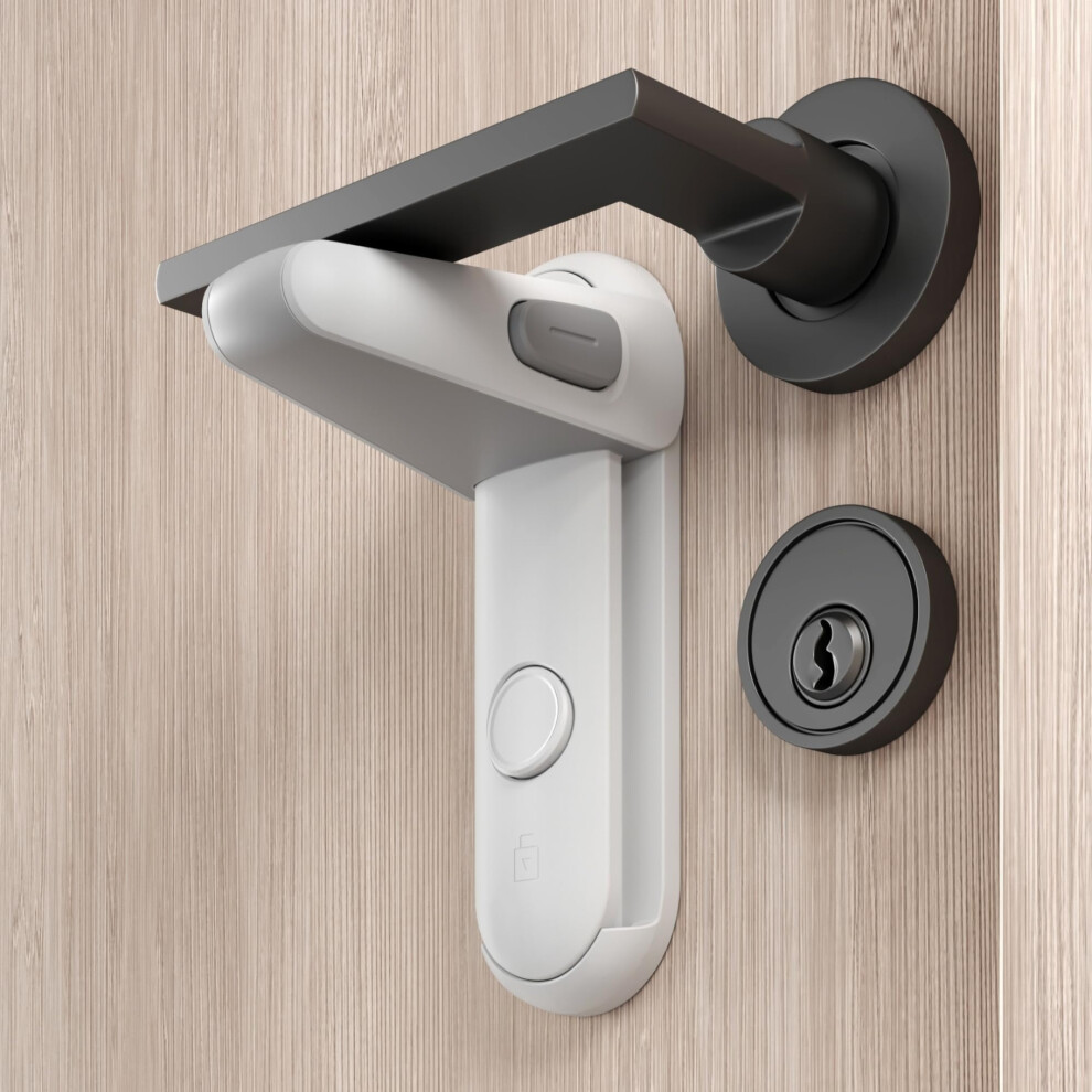 Moonybaby 2 Pack Door Lever Safety Lock, Door Locks For Children, Child Door Handle Lock, Baby Proofing Door Lever Lock Without Drilling, 3M Vhb Adhesive, Easy