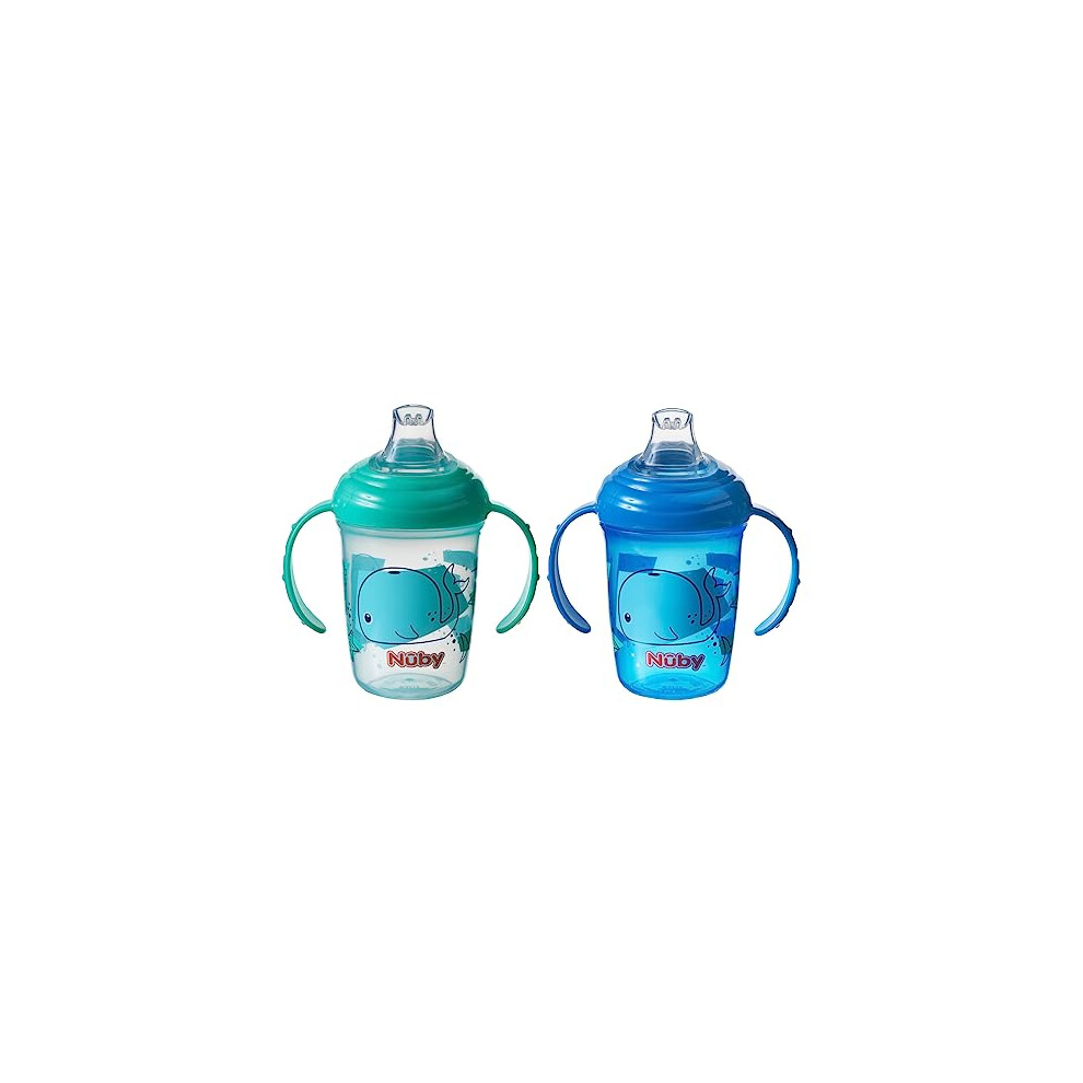 Grip N Sip Water Bottle - No Spill Sippy Cup | 240ml / 8oz | Twin Handle | Dishwasher and Microwave Safe | Suitable Beaker for 4 Months Plus (Whales,