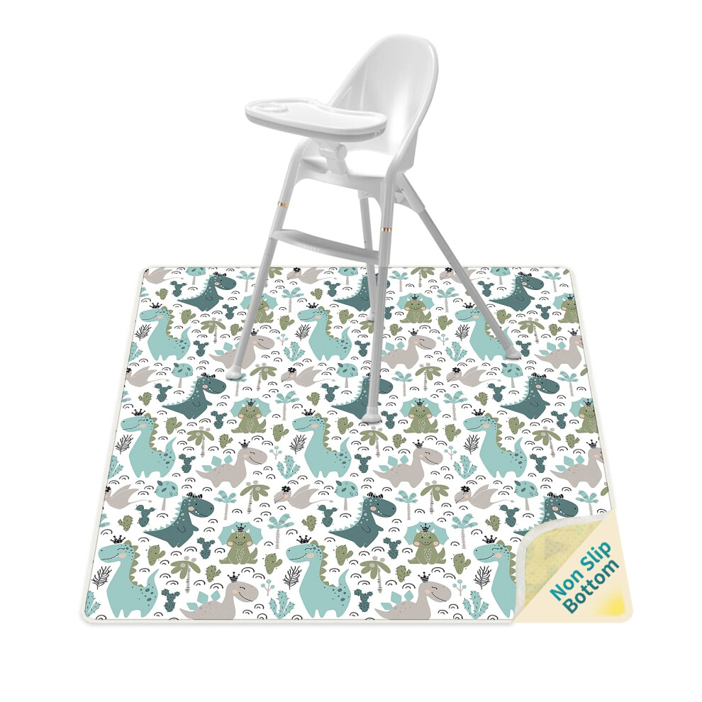 Splash Mat For Under High Chair 43.3", Anti Slip Baby Feeding Mat For Dropping Food, Waterproof Splat Mat For Art, Crafts,Playtime Bolaazul