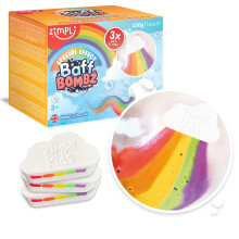 3 x Large Cloud Rainbow Bath Bombs from Zimpli Kids, Special Effect Bath Bombs for Children, Handmade Bubble Bath Fizzies Gift Set, Organic