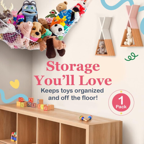 Teddy Hammock - Toy Storage for Soft Stuffed Animals - (White) 1