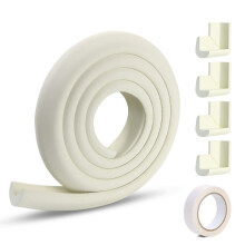 Edge Protectors, 2 M Foam Safety Strip and 4 Corner Cushion Protector Set, Edge Corner Guards for Baby - Milky White