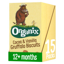 Cocoa & Vanilla Gruffalo Biscuits, Organic Toddler Snacks, 12+ Months, Multipack (5 x 20 g) (Pack of 3), Total 15 Packs