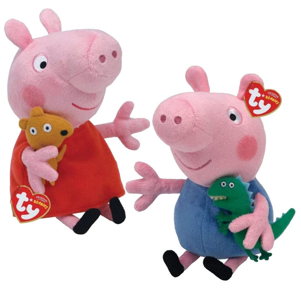 Peppa Pig & George Pig 6 Inch Multipack - Beanie Baby Soft Plush Toys - Collectible Cuddly Stuffed Teddy Bears