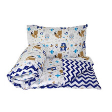 REVERSIBLE 2pcs baby bedding set DUVET/QUILT COVER + PILLOWCASE (120x90cm for cots and cotbeds, 3 - Beige chevron/cream)