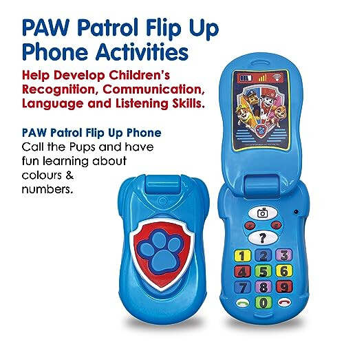Paw Patrol Flip-Up Phone - Interactive Learning and Child Development, Colour & Number Recognition, Communication, Memory, Listening, Language, Speech, 2