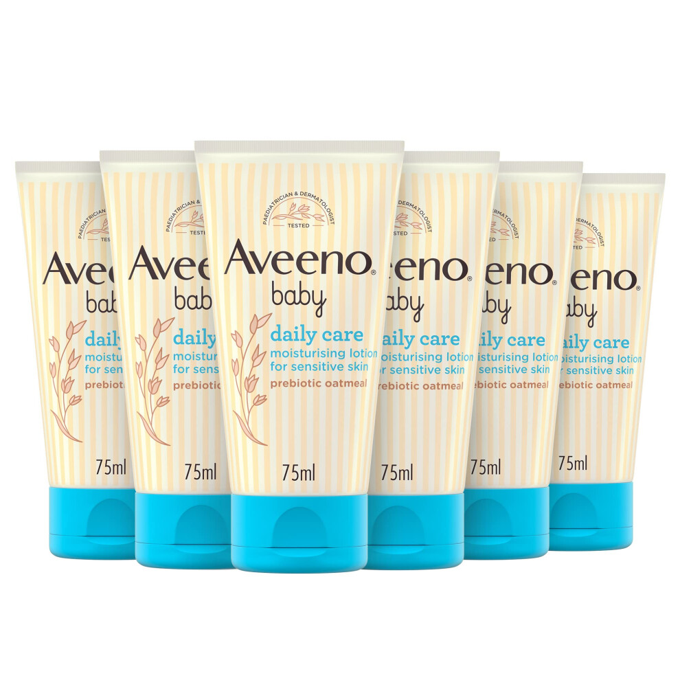 Aveeno Baby, Daily Care Moisturising Lotion, for Sensitive Skin, Unscented, 6 x 75ml