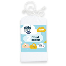 Safe Nights Moses Basket Fitted Sheets Set 100% Jersey Cotton Bassinet Size Pack of Two Plain White Newborn Easy Care Super Soft for Baby with Storage