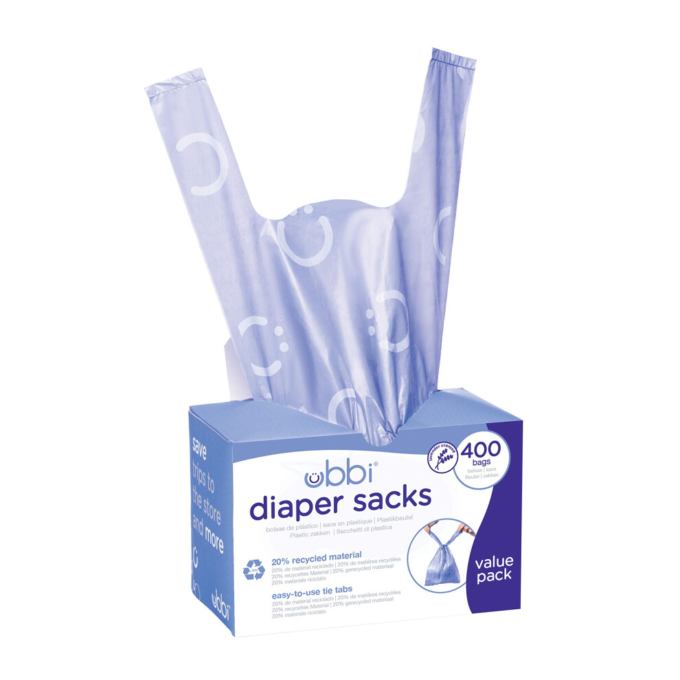 Disposable Nappy Sacks, Lavender Scented, Easy-To-Tie Tabs, Baby Diaper Disposal or Pet Waste Bags, Value Pack, 400 Count
