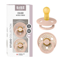 Colour Studio Soother 2-pack, BPA Free Dummy Pacifier, Round nipple. Natural Rubber Latex, Made in Denmark, Size 2 (6-18 Months), Jasmine Blush
