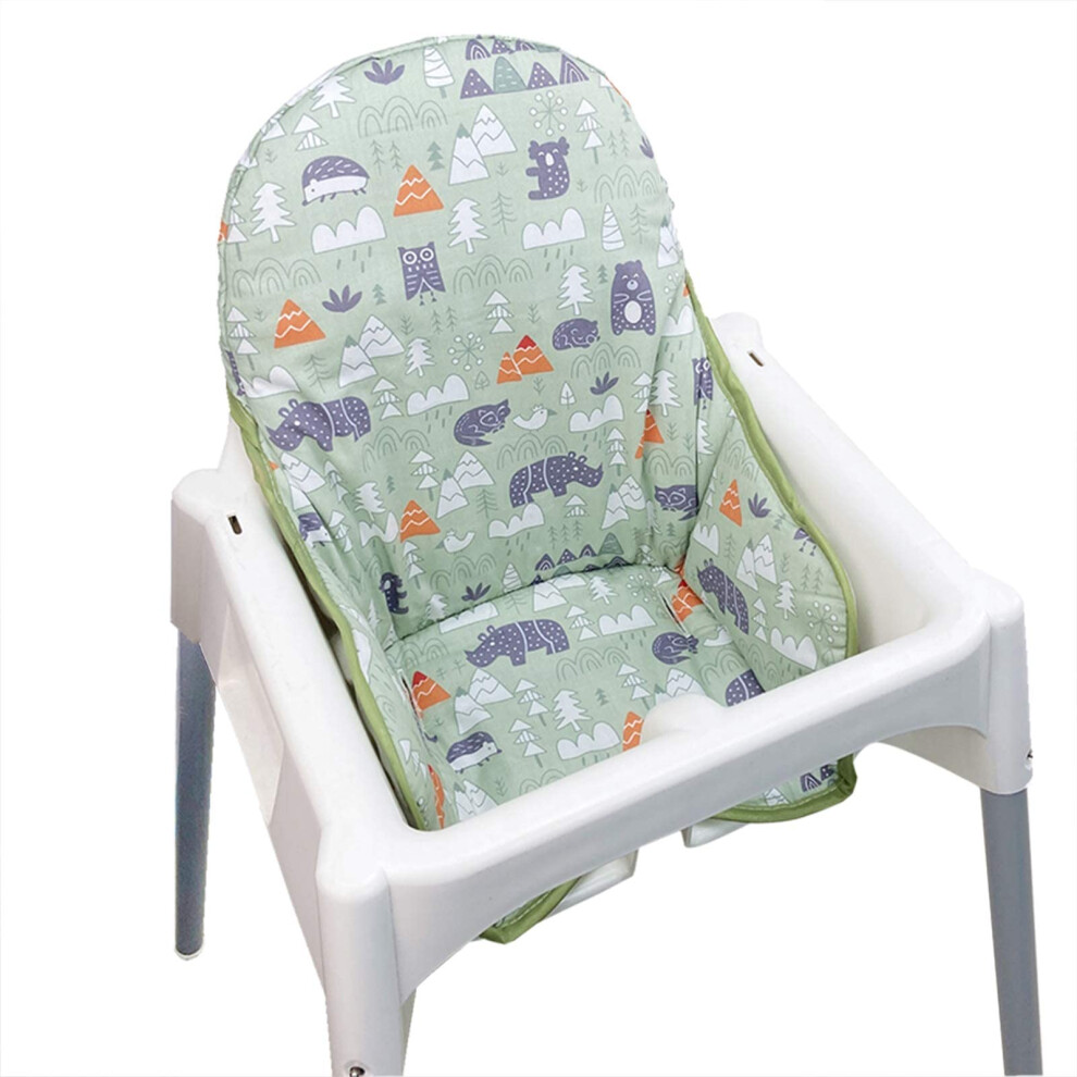 Cotton Seat Covers Compatible For Ikea Antilop Highchair,Cotton Surface And Cotton Padded,Forest Pattern Foldable Baby Highchair Cover For Antilop Zarpma