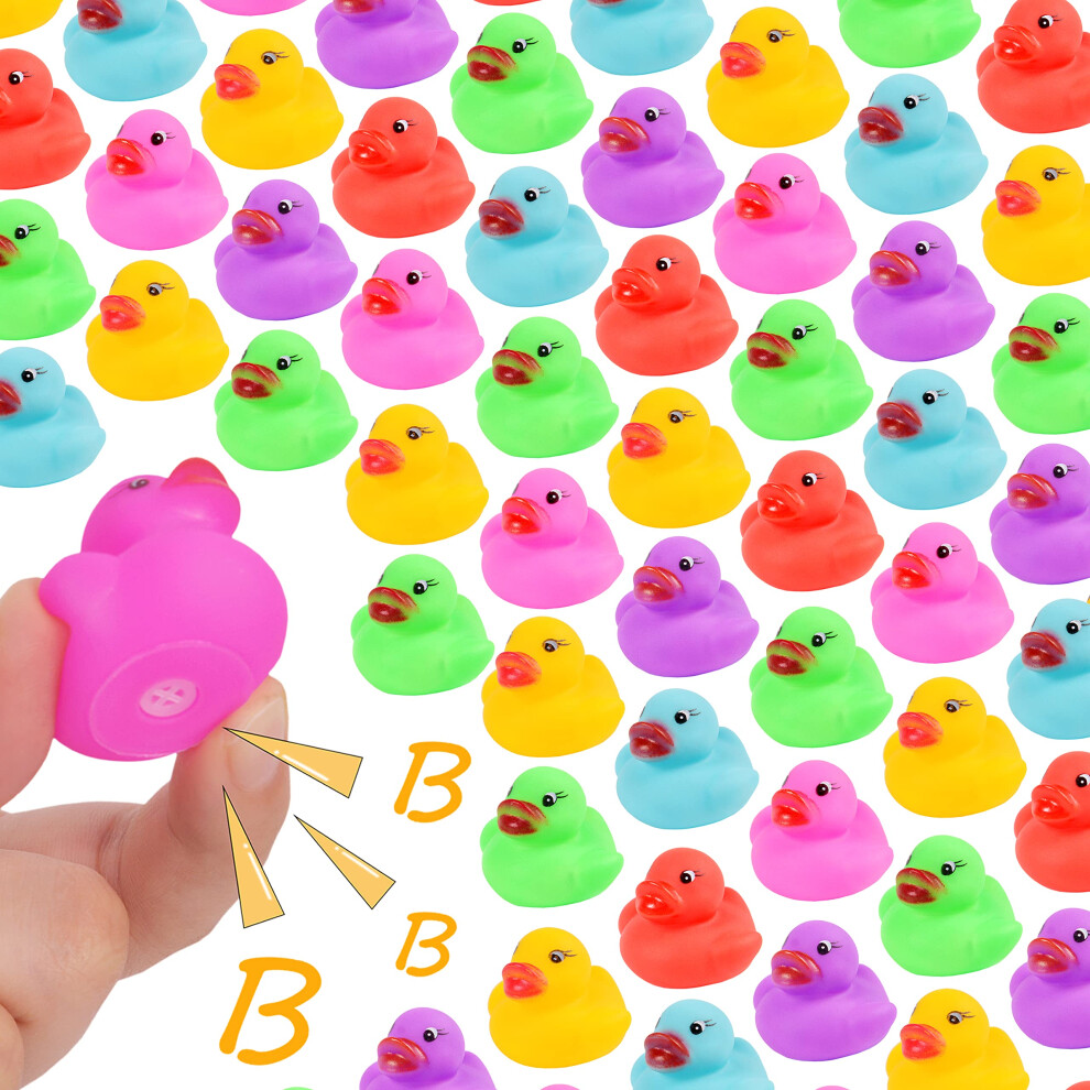 Maliweg 54-Pack Mini Ducks, Mini Colorful Rubber Duckies Bath Toy For Child, Small Ducks Bulk Float & Squeak Tiny Ducky Pool Toy, ,Puk-054 Blue