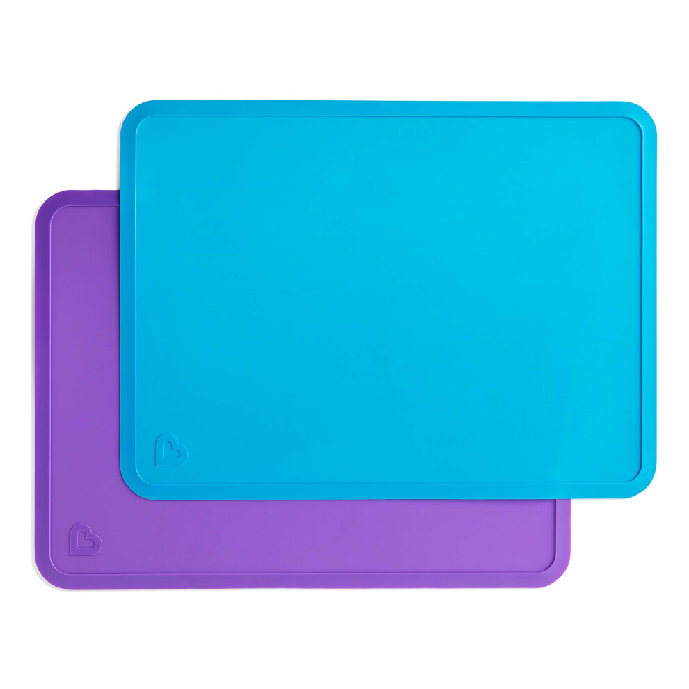 Silicone Placemats for Kids, 2 Pack, Blue/Purple