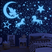 Glow in the Dark Stars for Ceiling,Unicorn Wall Decals Stickers Unicorn Wall Decor for Girls Bedroom Luminous Glow Unicorn Stars Planet Ceiling