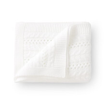 Cellular Baby Blanket Cable Knitted Soft Cozy Newbron Baby Blanket for Boy and Girls Nursery 100 x 80cm White