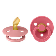 Colour Anatomical Soother 2-pack, BPA Free Dummy Pacifier, Orthodontic Nipple. Natural Rubber Latex, Made in Denmark, Size 1 (0-6 Months), Dusty