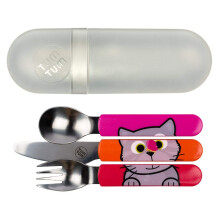 Toddler Cutlery Set with Travel Case, 3 Pcs Kids Cutlery Set Stainless Steel includes 1 x Fork/Spoon/Knife, Kids Travel Cutlery Sets, BPA Free
