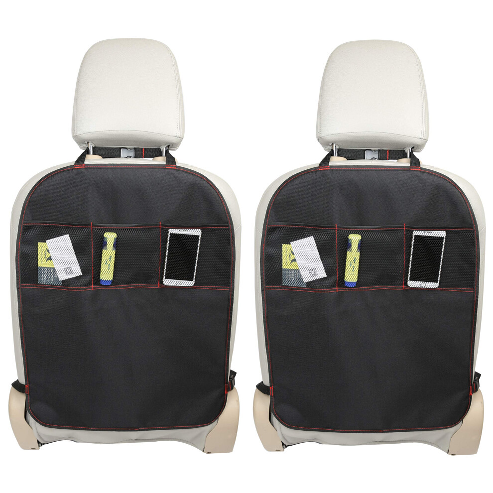 Kick Mats X2 | Car Seat Upholstery Protector | Organiser Pockets | Universal Size | Heavy Duty Kick And Stain Protection | Premium Product 5060253394436
