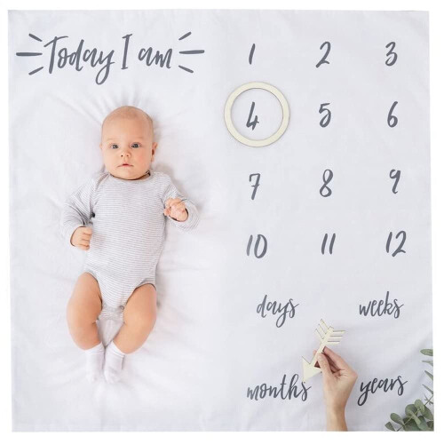 Ginger Ray White Fabric Baby Milestone Blanket Mat Keepsake 1 Pack 2