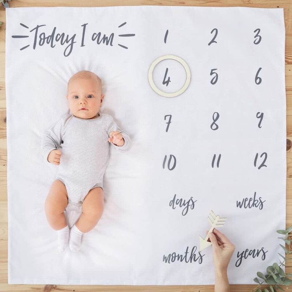 White Fabric Baby Milestone Blanket Mat Keepsake 1 Pack